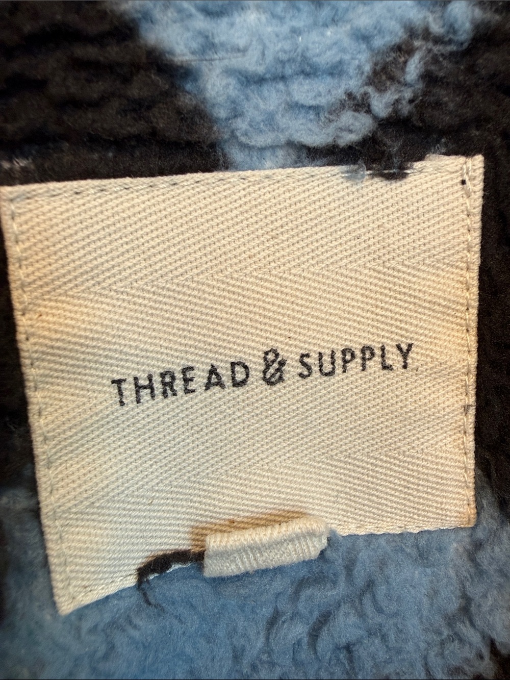 Thread & Supply Blue and Black Checkerboard Sherpa Jacket - Picture 2 of 4